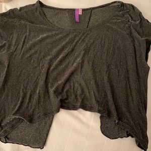 LF charcoal gray with silver sparkle crop top